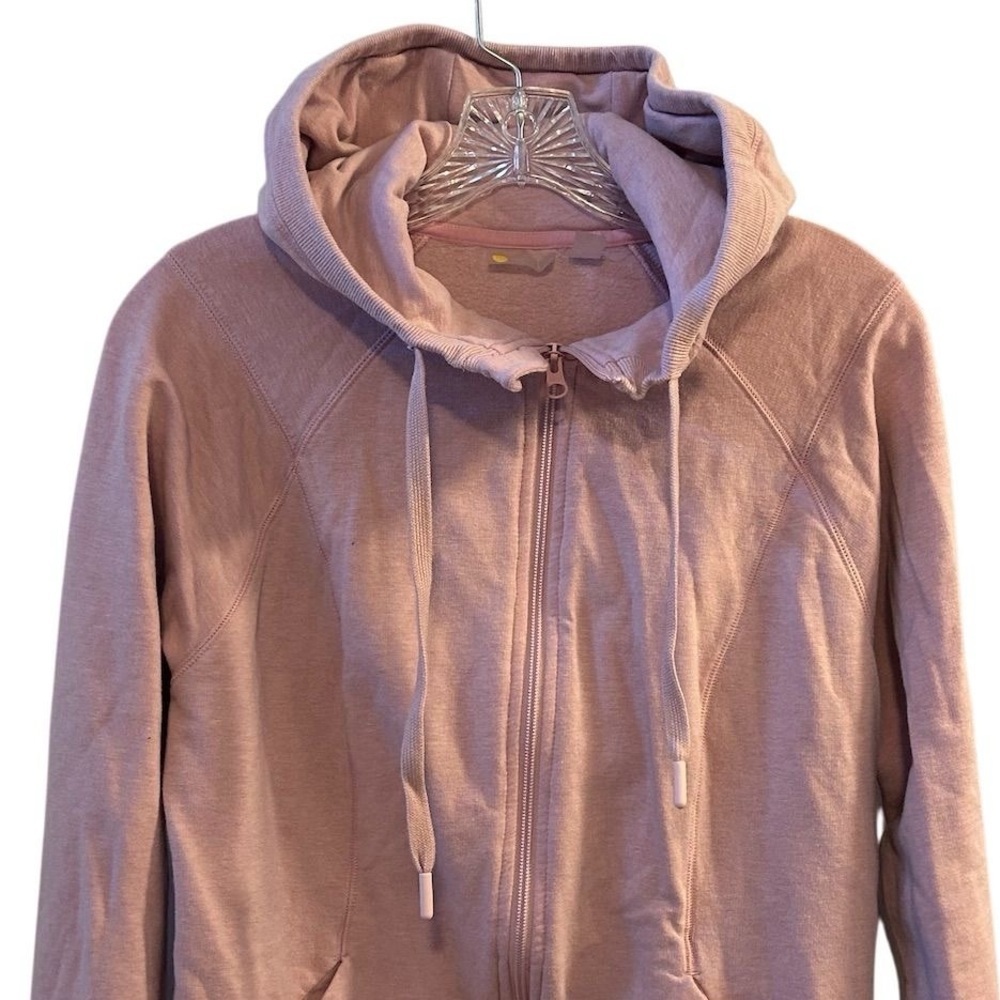 Zella Women's M Pink Ruched Long Sleeve Zip Front Hoodie Jacket - Picture 2 of 13